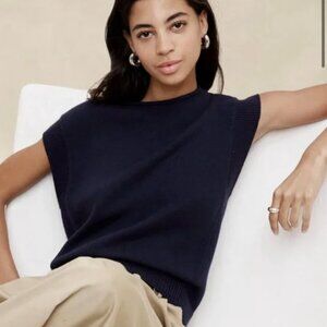 Banana Republic cap sleeve cotton silk sweater
